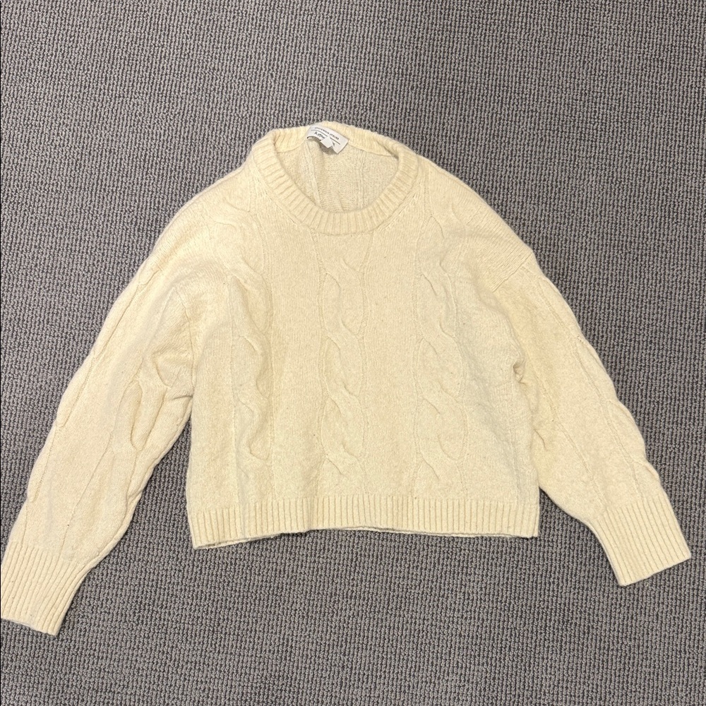 & Other Stories Cream Cable Knit Crewneck Sweater - Women